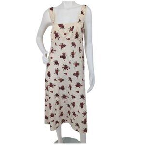 Floral Midi Slip Dress Lace Trim Romantic Coquette Cottage Y2K Fairy 90s Size M